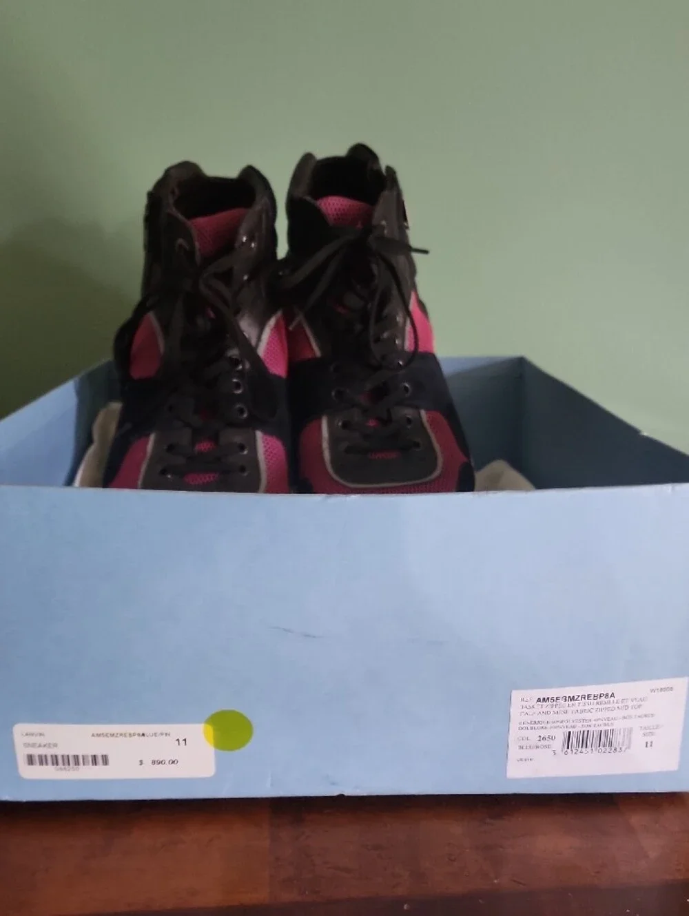 Lanvin Pink and Navy High-Top Sneakers